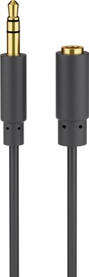 Kábel 3.5mm stereo jack M/F predlžovací 0.5m, čierny, pozl. konektor