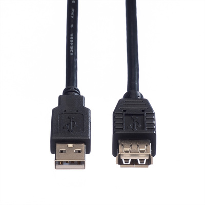 Kábel USB 2.0 A-A M/F 3m, High Speed, predlžovací, čierny