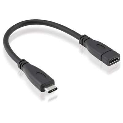 Kábel USB 3.2 Gen 2, Typ C CM/CF 0.15m, 10Gbps, PD 100w 20V5A, predlžovací, čierny