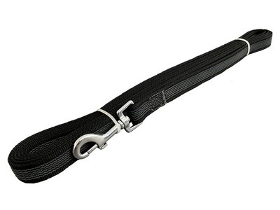 Vodítko stopovacie bez uška pogumované, 15mm/10m, chrómová karabína, červené