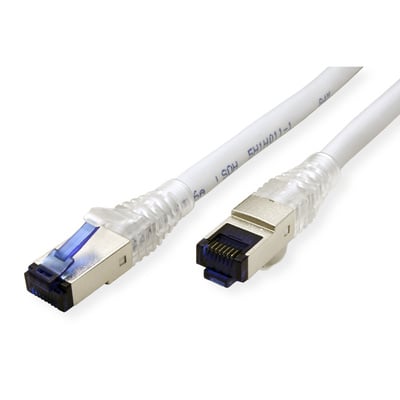 S/FTP (PiMF) Patchkábel LSOH 30m drôt cat.6a, AWG23, 500MHz, 10GBase-T, sivý, meď, s koncovkami RJ45