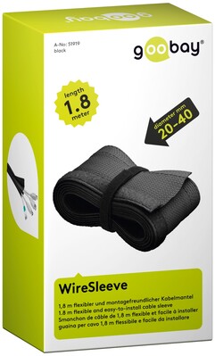 Káblový organizér Kábel Fix, suchý zips, 1.8m, ⌀ 20-40mm, čierny