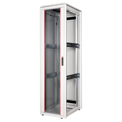 19" Rack na podlahu 47U, 2276x600x800mm (HxWxD), PRO, sklenené dvere, sivý