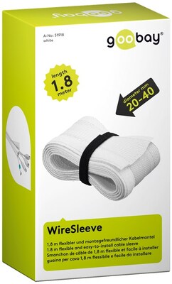 Káblový organizér Kábel Fix, suchý zips, 1.8m, ⌀ 20-40mm, biely
