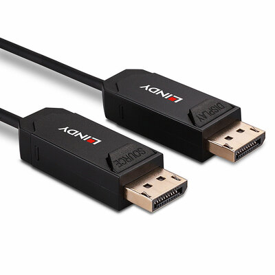 Kábel DisplayPort M/M 15m, 8K@60Hz, DP v2.0, 40Gbit/s, UHBR10, čierny, jednosmerný, aktívny, optický