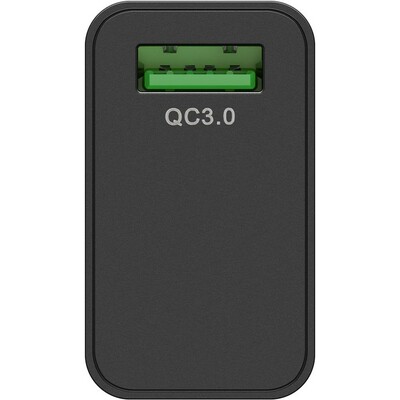 Nabíjačka USB 230V 1port, 1xUSB A, 3A, 18W, Quick Charge, čierna