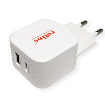Nabíjačka USB 230V 2port, 1xUSB A, 1x USB Typ C, 20W, Power Delivery, Quick Charge 3.0, biela