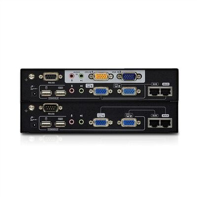 Predĺženie KVM cez 2xTP do 300m, VGA, USB, Audio (3.5mm jack), RS232, Dual Remote, DUAL VIEW