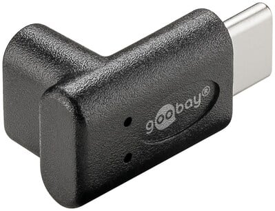 Adaptér USB 3.2 Gen 1, Typ C, CM/CF, zahnutý 90° (do dola/hora), 5Gbps, čierny