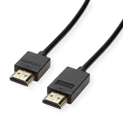 Kábel HDMI M/M 2m, Ultra High Speed+Eth, 4K@60Hz, HDMI 2.0, G, čierny, jednosmerný, Aktívny, Slim