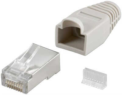 Konektor 8/8 RJ45, cat.5e, FTP+krytka, sivý