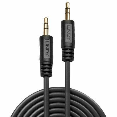 Kábel 3,5mm stereo jack M/M 5m, čierny, pozl. konektor, Premium