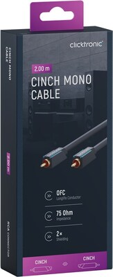 Kábel Cinch audio M/M 2m, modrý, pozl. konektor, ClickTronic