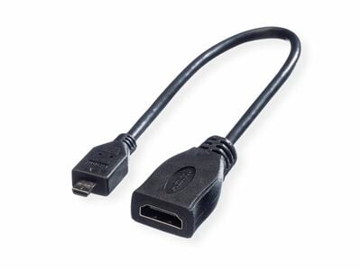 Káblový adaptér HDMI/HDMI micro F/M 0.15m, High Speed+Eth, 4K@30Hz, HDMI 1.4, čierny 