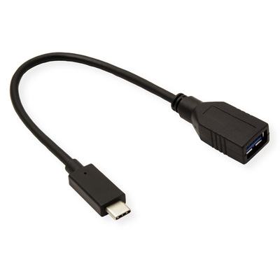 Kábel USB 3.2 Gen 1, Typ C CM/AF 0.15m, 5Gbps, OTG, čierny