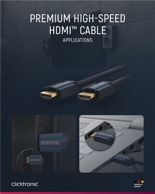Kábel HDMI M/M 7.5m, High Speed+Eth, 4K@60Hz, HDMI 2.0, 18G, pozl. konektor, modrý, C