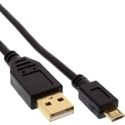 Kábel USB 2.0 A-MICRO-B M/M 0.5m, High Speed, čierny, G pozl. kon