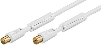 Kábel anténny, koax TV M/F 2.5m, 75 Ohm, 80dB, 2x tienený, CCS, s ferritom, biely, pozl. kon.