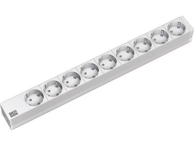 19" zásuv. lišta 9xSCHUKO, vidlica (CEE7/7), 16A, 3600W, 2m, sivá