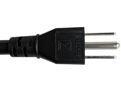 Kábel sieťový 230V, vidlica (YP-12) US priama - C15, 1.8m, 2.08mm², 10A, čierny