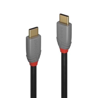 Kábel USB 3.2 Gen 2x2, Typ C CM/CM 0.5m, 20Gbps, PD 100w 20V5A, Anthra Line, čierny, pozl. kon.