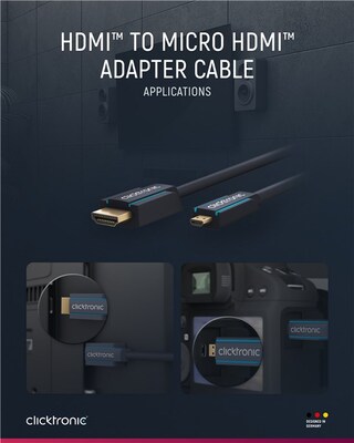 Kábel HDMI/HDMI micro M/M 2m, High Speed+Eth, 4K@60Hz, HDMI 2.0, 10.2G, G pozl. kon., modrý, C