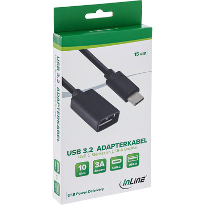 Kábel USB 3.2 Gen 1x2, Typ C CM/AF 0.15m, 10Gbps, OTG, čierny