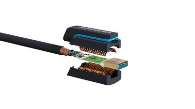 Kábel USB 3.2 Gen 1, A-B M/M 3m, 5Gbps, modrý, ClickTronic, pozl. konektor