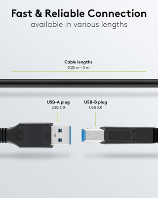Kábel USB 3.2 Gen 1, A-B M/M 1m, 5Gbps, čierny