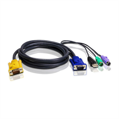 Sada káblov pre KVM VGA - SPHD M/M, PS2 M, USB-A M, HYBRID, 1.8m