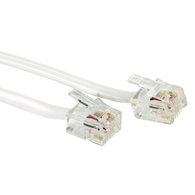 Kábel telefónny RJ12/RJ12, 6m, M/M, biely (6/4)