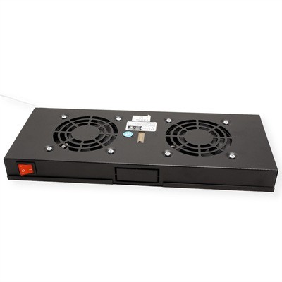 19" Ventilačná jednotka, 2 vetráky, 1U, s termostatom, čierna