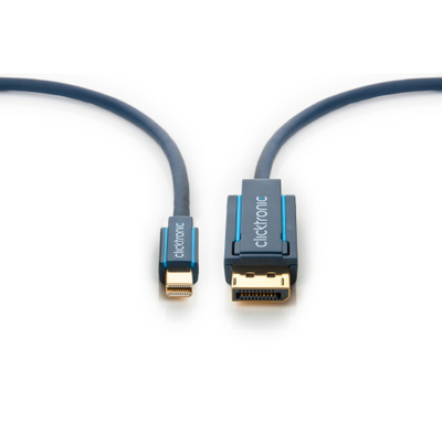 Kábel DisplayPort mini/DP M/M 2m, 2K@60Hz, DP v1.1, 10.8Gbit/s, modrý, pozl. konektor, ClickTronic