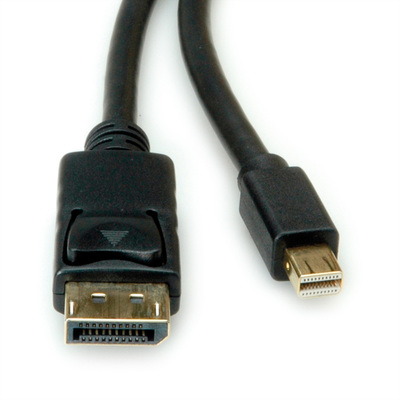 Kábel DisplayPort mini/DP M/M 2m, 8K@60Hz, DP v1.4, 32.4Gbit/s, čierny, pozl. konektor