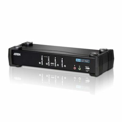KVM switch/prepínač 4PC, DVI-D, USB, USB hub, audio