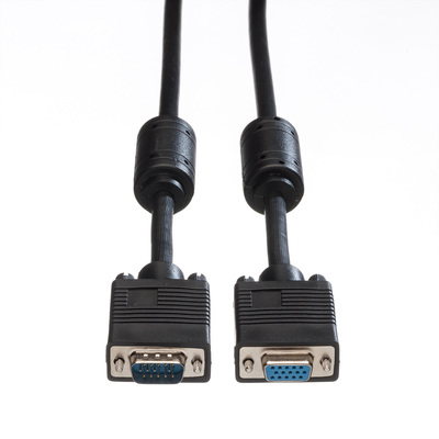 Kábel VGA M/F 2m, predlžovací, tienený, ferrit, HQ, čierny