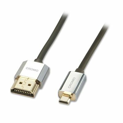 Kábel HDMI/HDMI micro M/M 0.5m, Ultra High Speed+Eth, 4K@60Hz, HDMI 2.0, G, sivý, Slim, Cromo