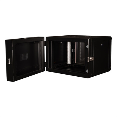 19" Rack na stenu 7U, čierny, 418x600x600mm (HxWxD), RAL9005, PRO, otočný (2-dielny)