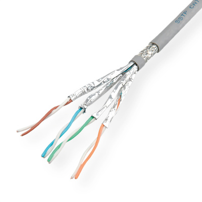 S/FTP (PiMF) drôt PVC 300m cat.6, CPR Eca, AWG23, 250Mhz, 1000Base-T, sivý, meď
