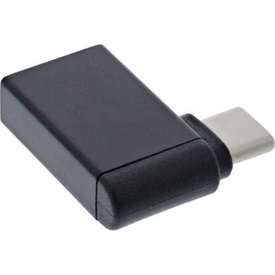 Adaptér USB 3.2 Gen 2, Typ C, CM/AF, zahnutý 90°, 10Gbits, čierny