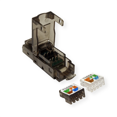 Konektor 8/8 RJ45 cat.6, netienený, na drôt, montáž bez klieští (toolless), čierny, AWG 23-26