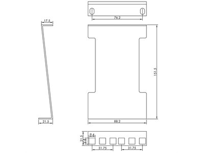 Adaptér pre zmenu inštalačnej hĺbky 151.5mm, 2U, čierny