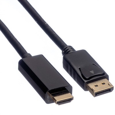 Kábel DisplayPort na HDMI M/M 5m, jednosmerný, 4K@60Hz UHD, audio, čierny, pozl. konektor