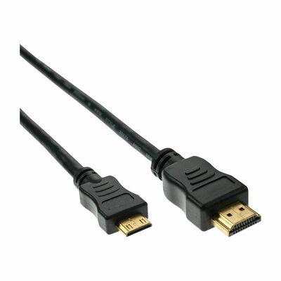 Kábel HDMI/HDMI mini M/M 0.3m, High Speed+Eth, 4K@30Hz, HDMI 1.4, G pozl. konektor, čierny