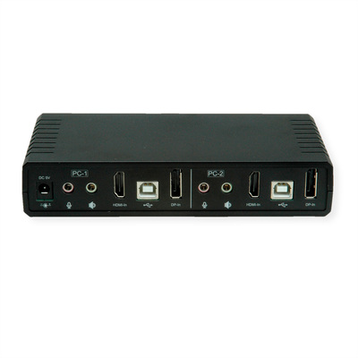 KVM switch/prepínač 2PC, HDMI, Dual Head, USB 2.0, hub, audio, 4K@60Hz