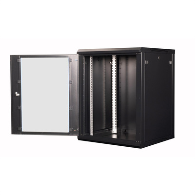 19" Rack na stenu 15U, čierny, 779x600x600 mm (HxWxD), odnímateľné bočnice