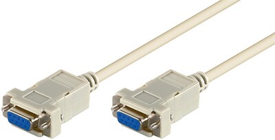 Kábel linkový 9pin F/F 2m, null modem, prepojovací, sivý