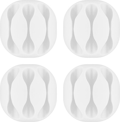 Káblový organizér, samolepiacia príchytka na 3 káble, ⌀5.4mm, 4ks/bal, biely