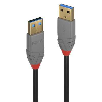 Kábel USB 3.2 Gen 1, A-A M/M 5m, 5Gbps, čierny, Anthra Line, pozl. konektor