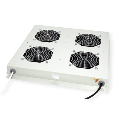 19" Ventilačná jednotka, stropná, 4 vetráky, s termostatom, sivá, RAL7035